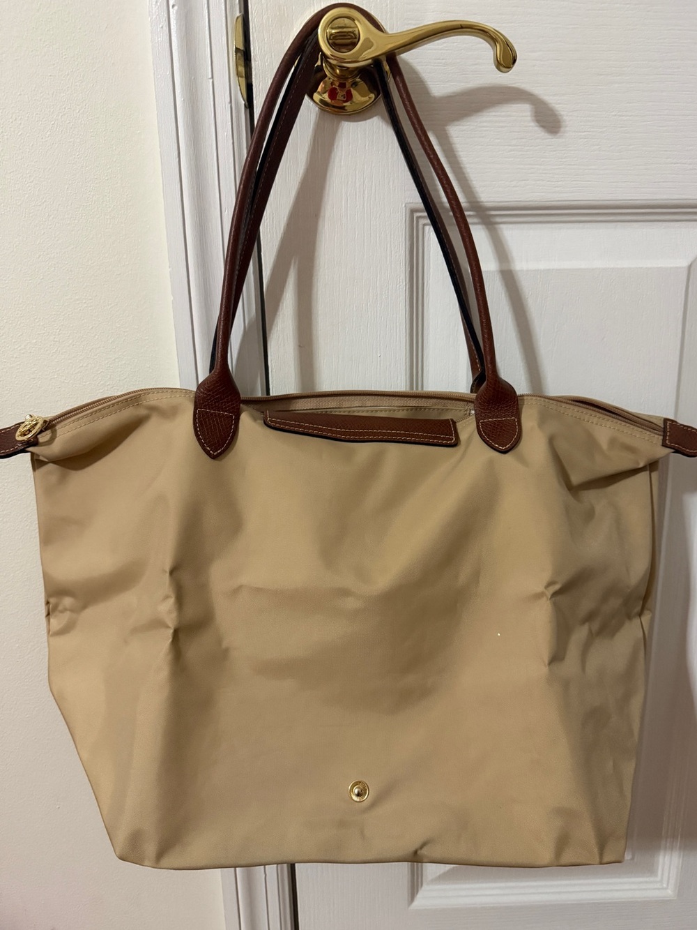 Longchamp Le Pliage Large Tote Beige with Brown - Picture 2 of 7
